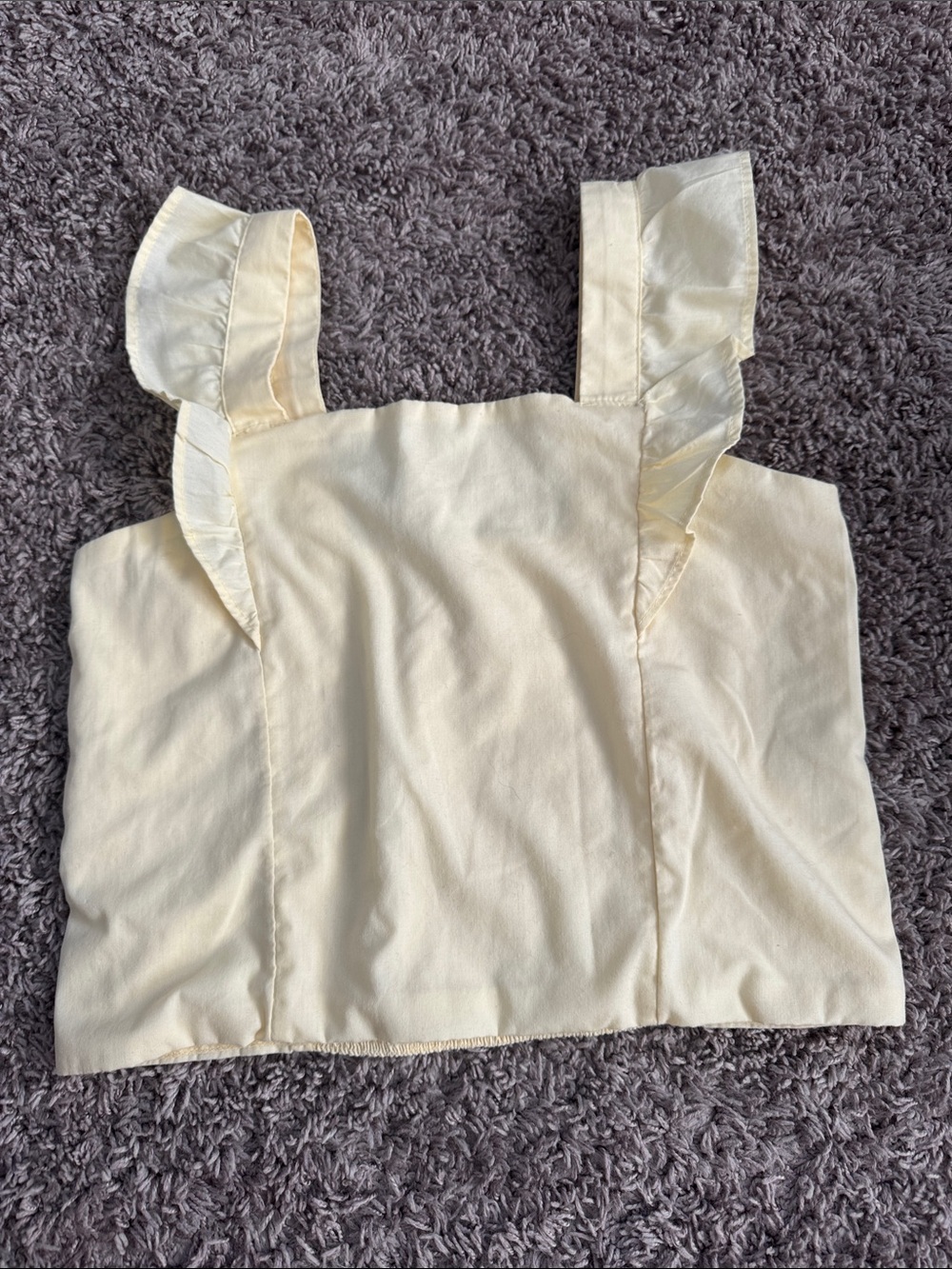 Cream Smocked Ruffle Strap Crop Top